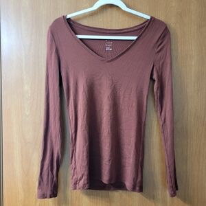 BOGO LAST CHANCE A New Day V-Neck Long Sleeve Shirt Deep Red Size XS